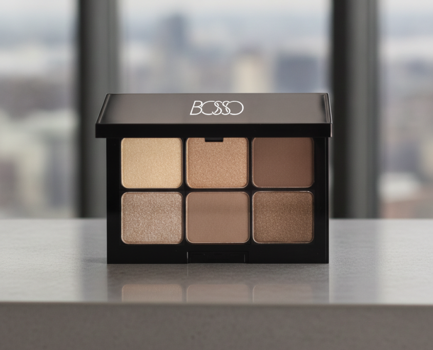 Bosso Makeup Beverly Hills vegan eyeshadow palette, Caramel shades